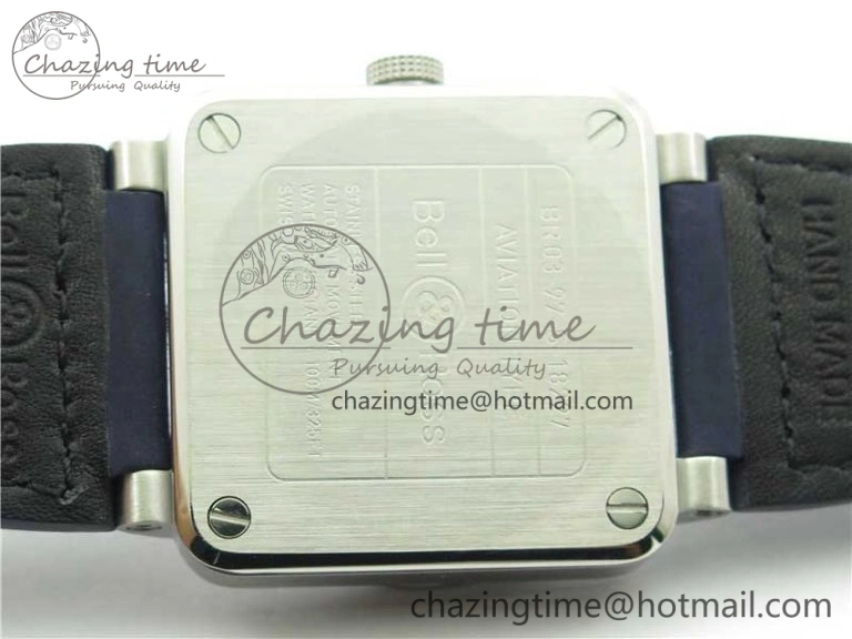 BR03-97 Automatic Power Reserve SS Blue Dial on Blue Leather Strap A23J (Free Nylon)