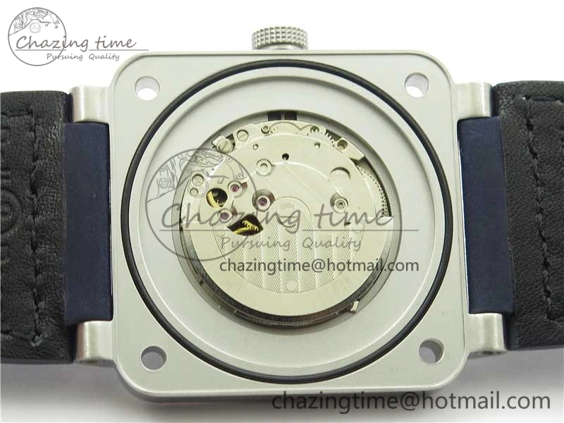 BR03-97 Automatic Power Reserve SS Blue Dial on Blue Leather Strap A23J (Free Nylon)