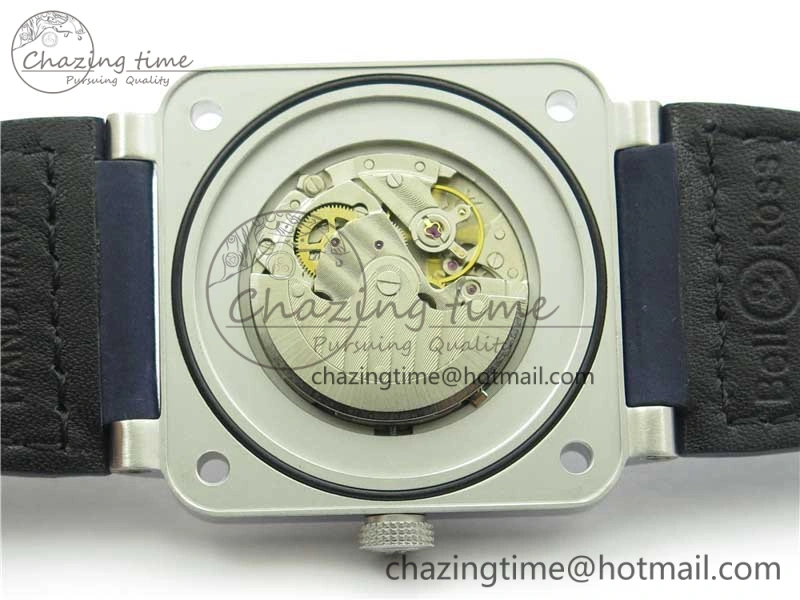 BR03-97 Automatic Power Reserve SS Blue Dial on Blue Leather Strap A23J (Free Nylon)