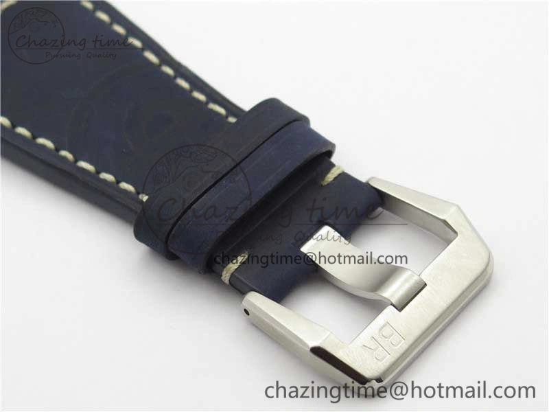 BR03-97 Automatic Power Reserve SS Blue Dial on Blue Leather Strap A23J (Free Nylon)