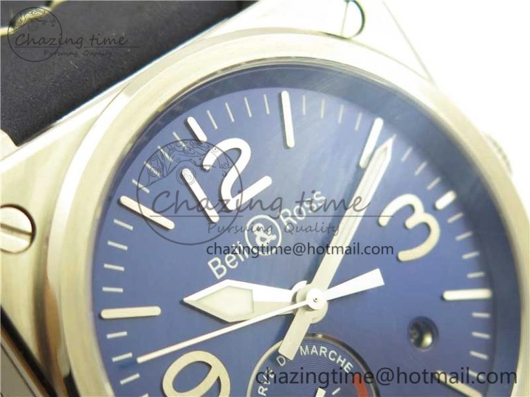 BR03-97 Automatic Power Reserve SS Blue Dial on Blue Leather Strap A23J (Free Nylon)