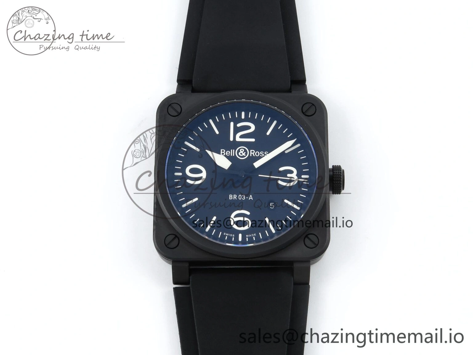 BR03-A 42MM M+F 1:1 Best Edition Black Dial on Black Rubber Strap A2892