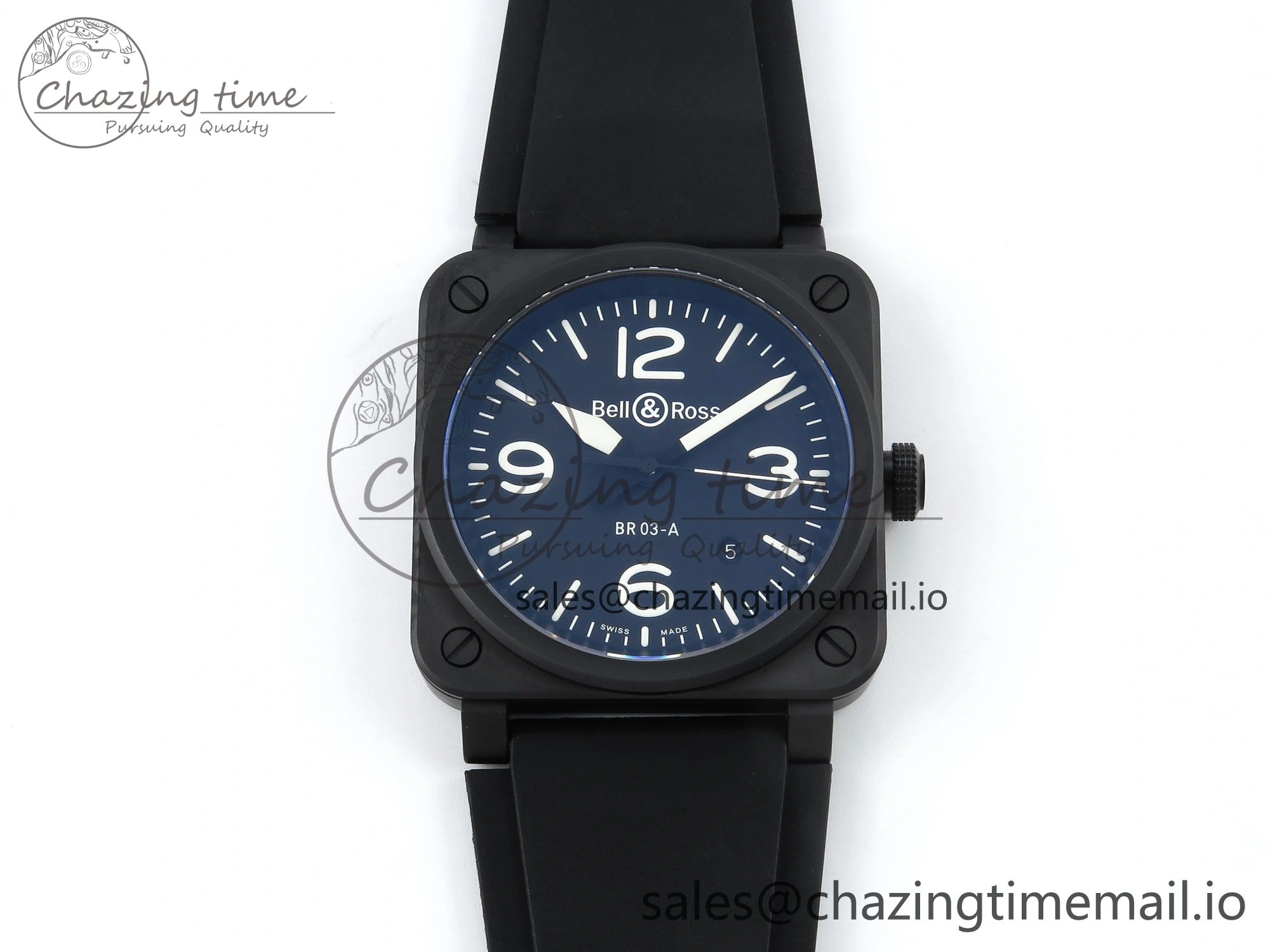 BR03-A 42MM M+F 1:1 Best Edition Black Dial on Black Rubber Strap A2892