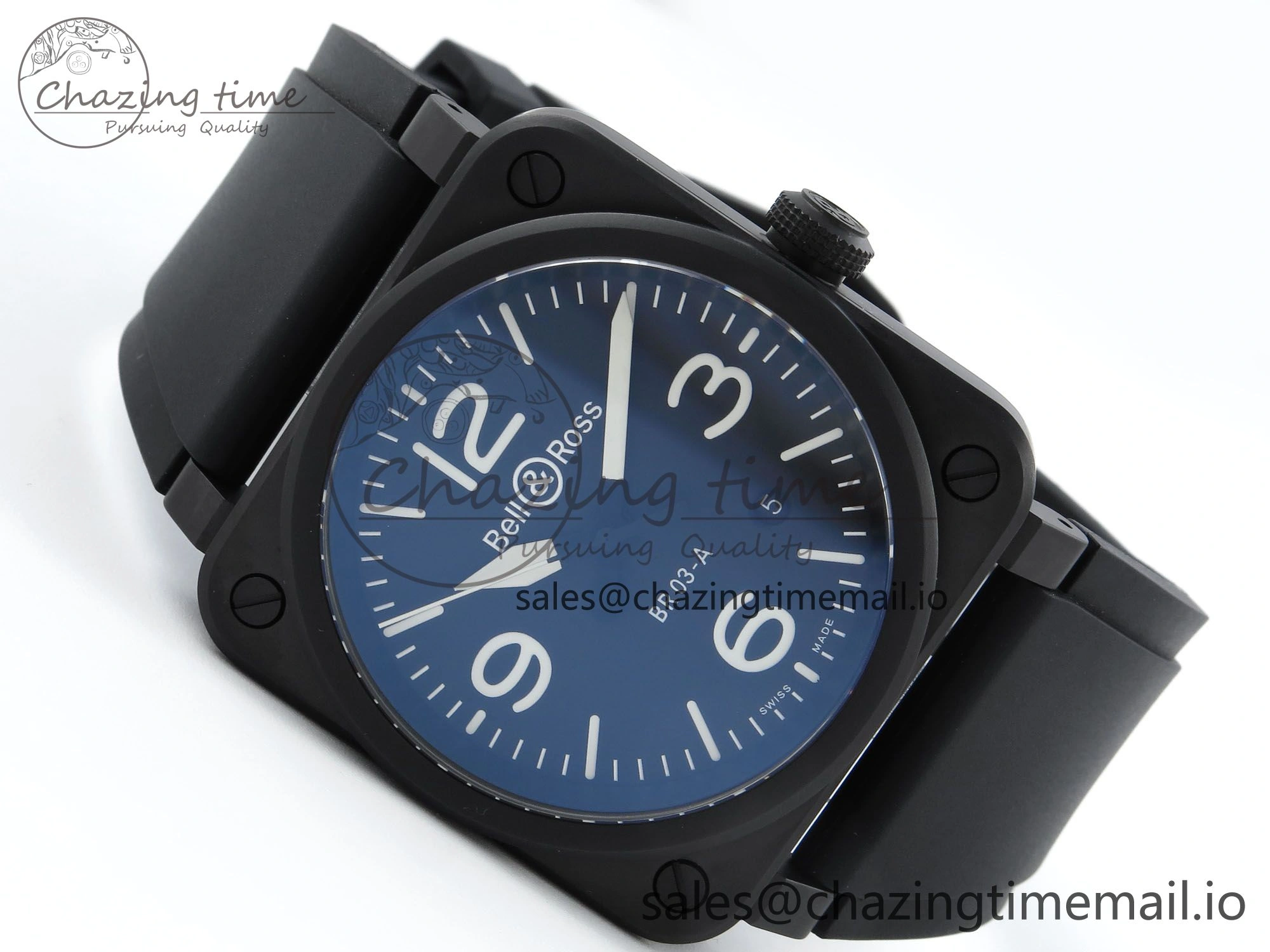 BR03-A 42MM M+F 1:1 Best Edition Black Dial on Black Rubber Strap A2892