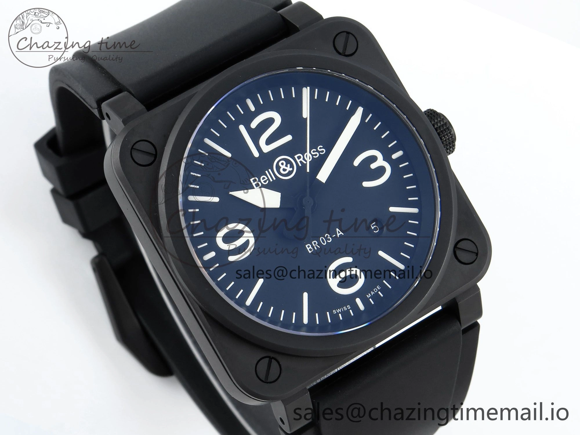 BR03-A 42MM M+F 1:1 Best Edition Black Dial on Black Rubber Strap A2892