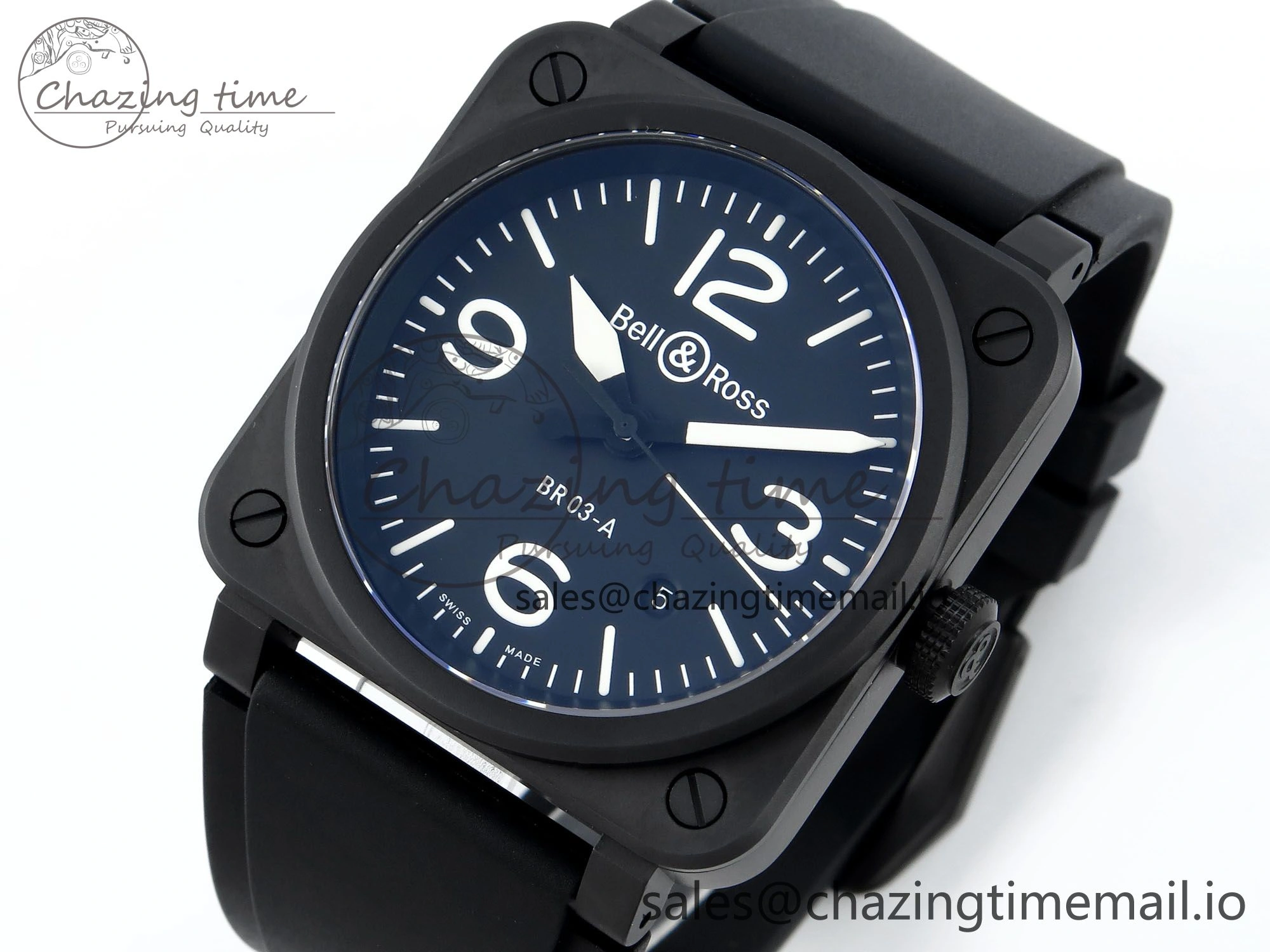 BR03-A 42MM M+F 1:1 Best Edition Black Dial on Black Rubber Strap A2892