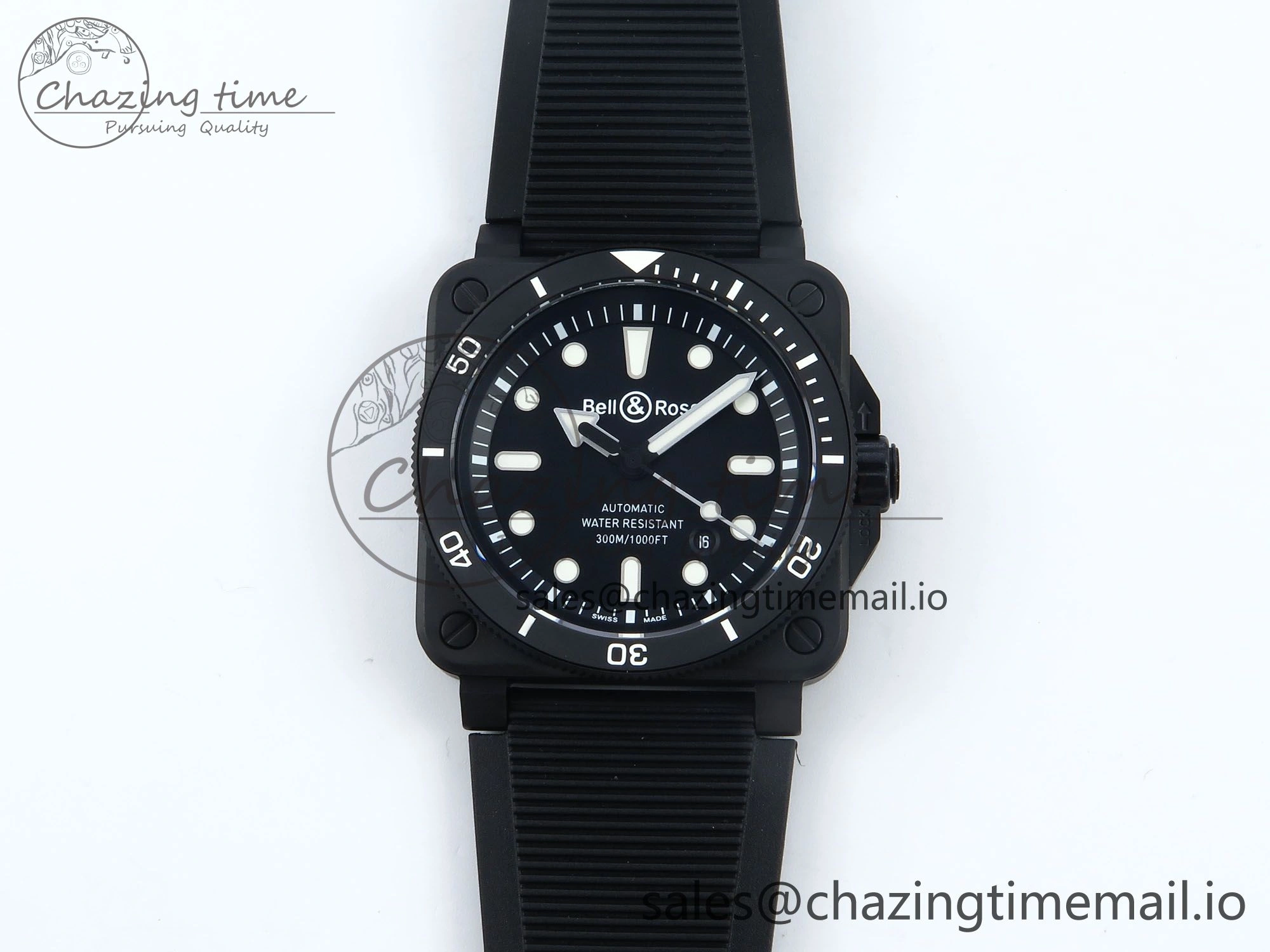 BR03 Diver BRF 1:1 Best Edition Black Dial on Black Rubber Strap A2824