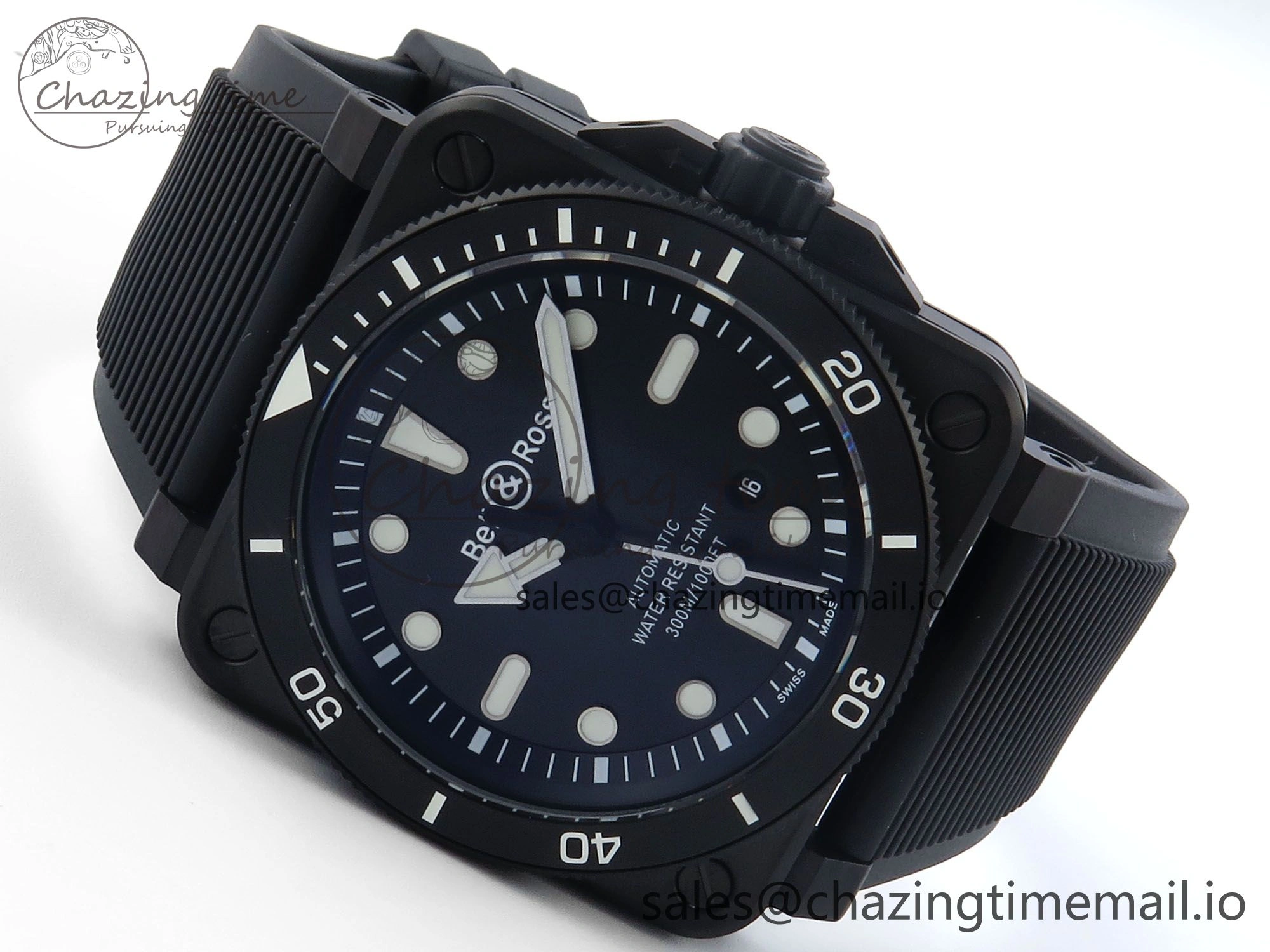 BR03 Diver BRF 1:1 Best Edition Black Dial on Black Rubber Strap A2824