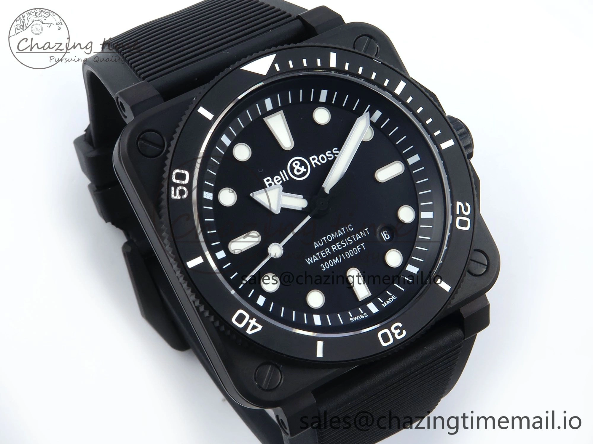 BR03 Diver BRF 1:1 Best Edition Black Dial on Black Rubber Strap A2824