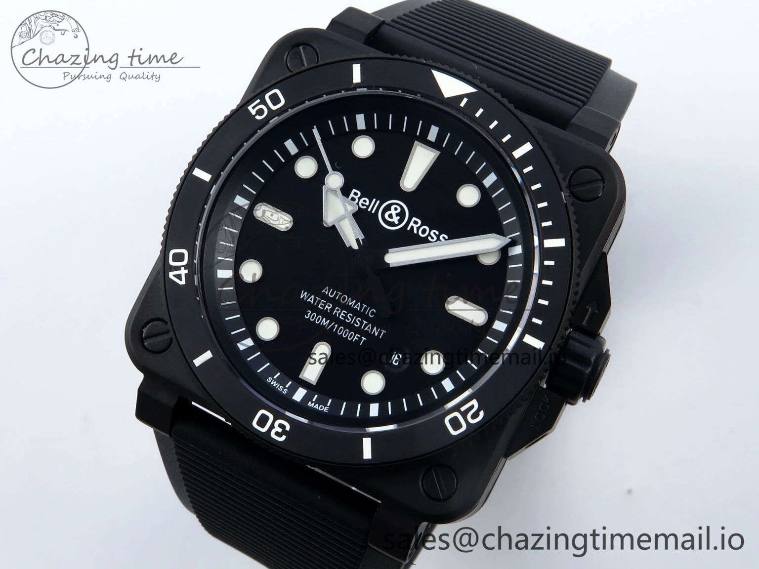 BR03 Diver BRF 1:1 Best Edition Black Dial on Black Rubber Strap A2824