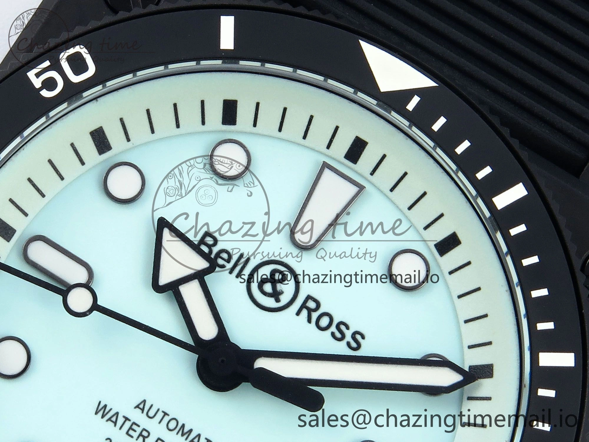 BR03 Diver BRF 1:1 Best Edition Pale Blue Dial on Black Rubber Strap A2824