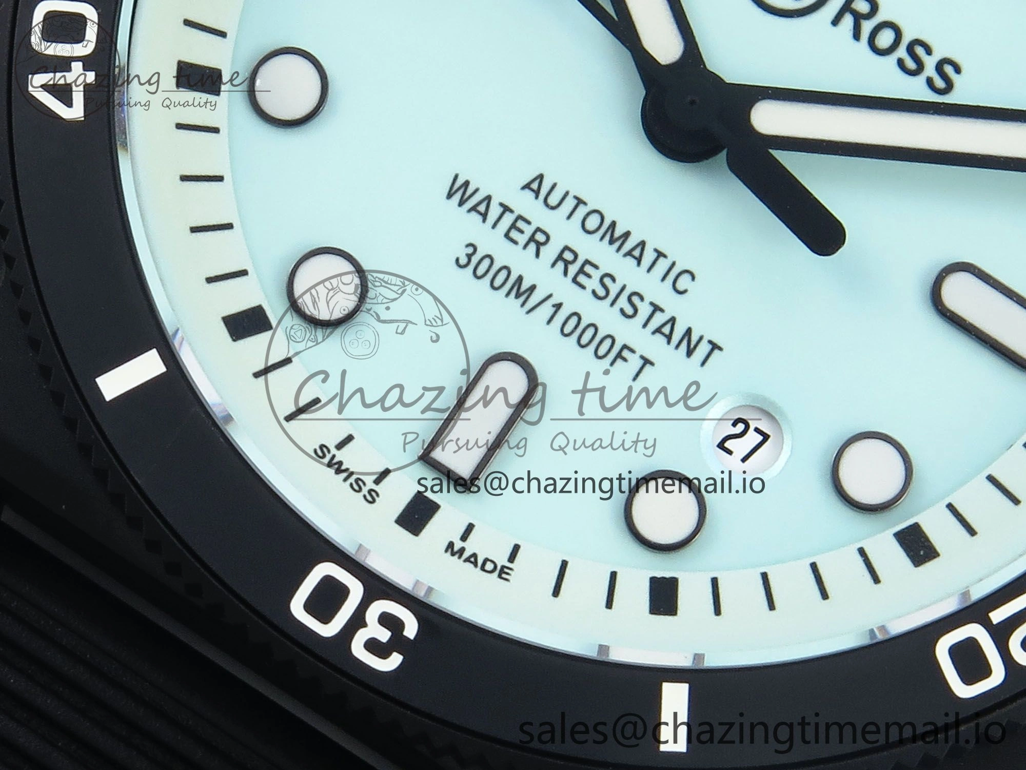 BR03 Diver BRF 1:1 Best Edition Pale Blue Dial on Black Rubber Strap A2824