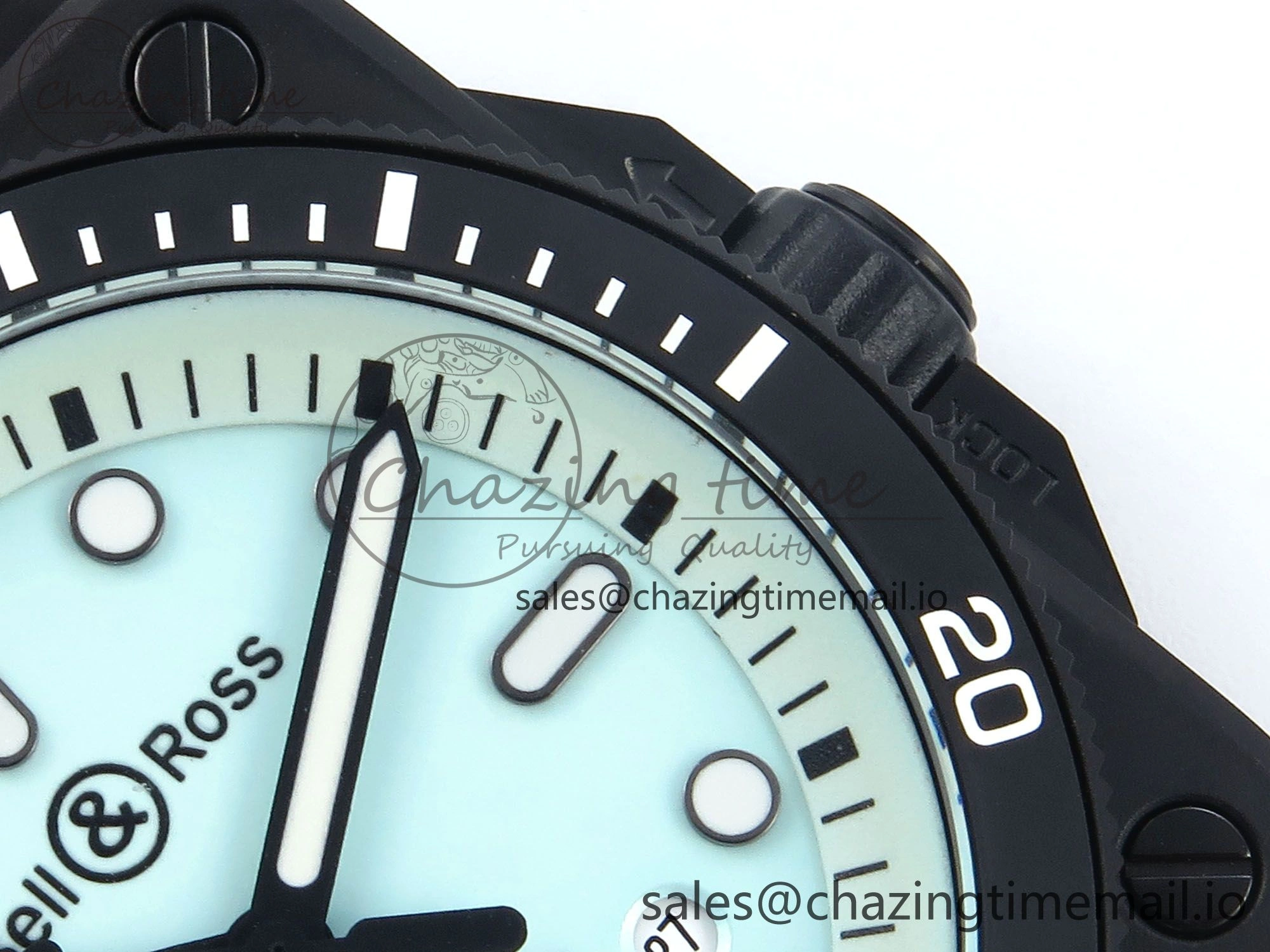 BR03 Diver BRF 1:1 Best Edition Pale Blue Dial on Black Rubber Strap A2824