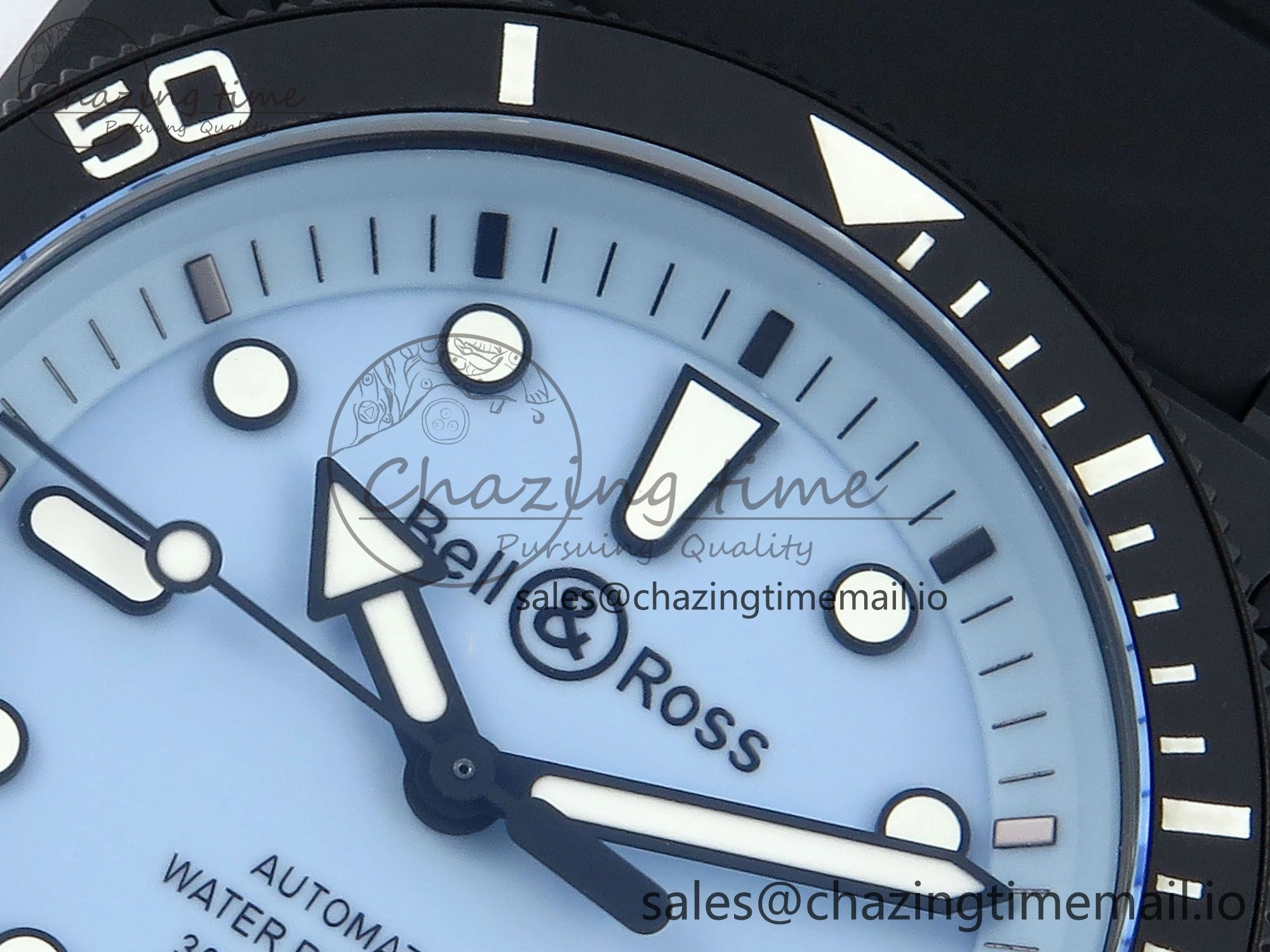 BR03 Full Lume M+F 1:1 Best Edition Blue Dial on Black Rubber Strap A2892