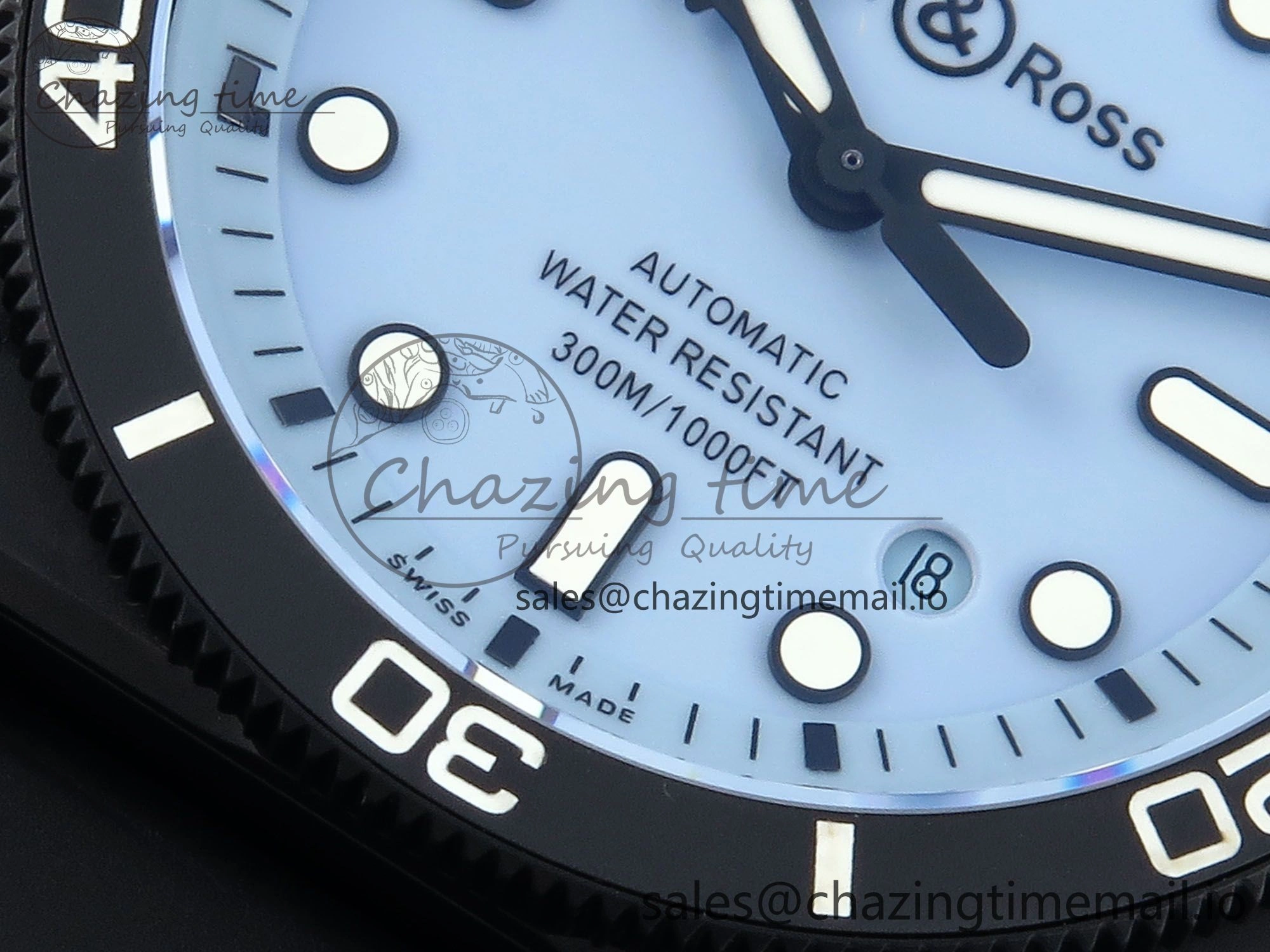 BR03 Full Lume M+F 1:1 Best Edition Blue Dial on Black Rubber Strap A2892