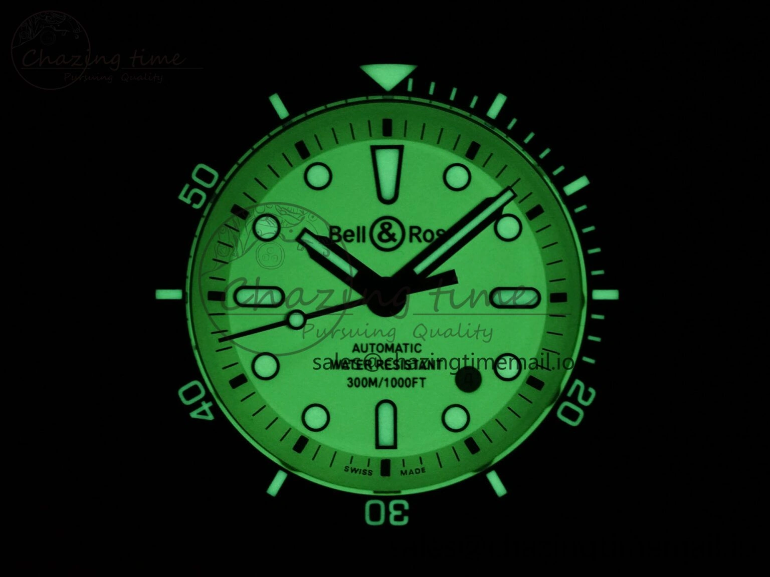 BR03 Full Lume M+F 1:1 Best Edition Green Dial on Black Rubber Strap A2892