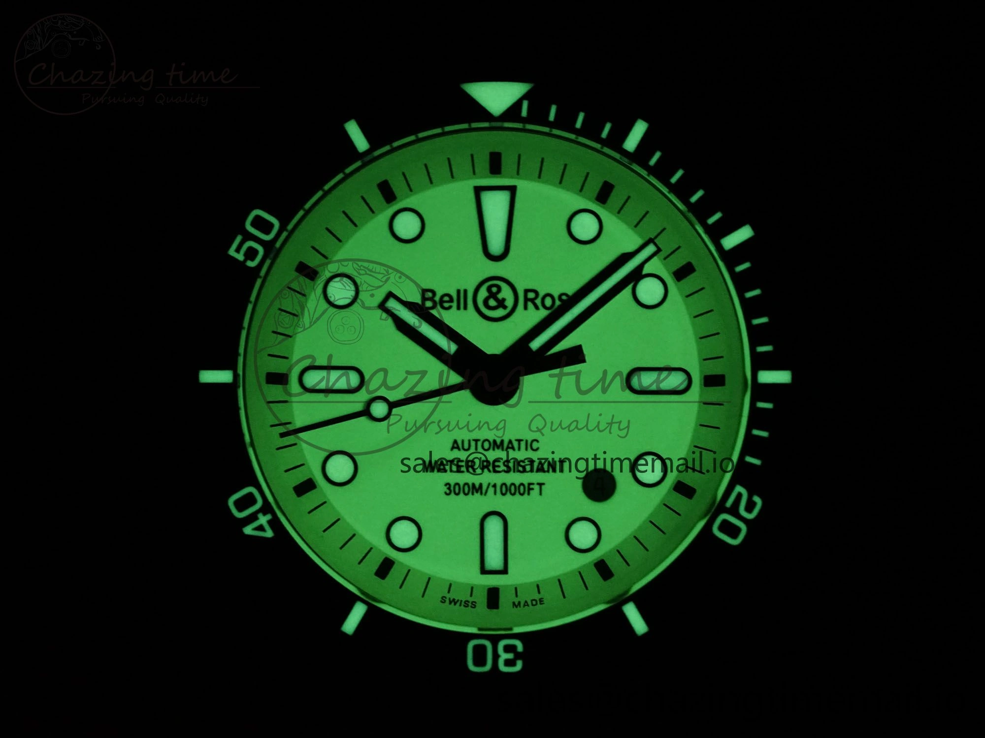 BR03 Full Lume M+F 1:1 Best Edition Green Dial on Black Rubber Strap A2892