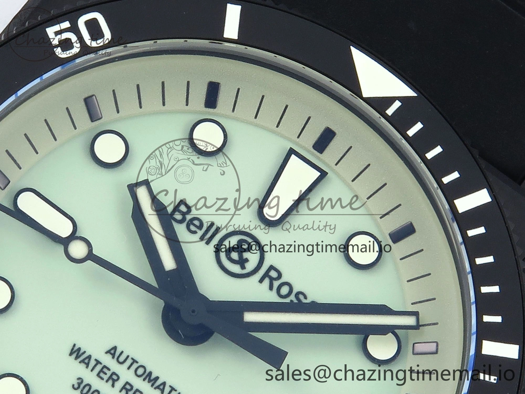 BR03 Full Lume M+F 1:1 Best Edition Green Dial on Black Rubber Strap A2892