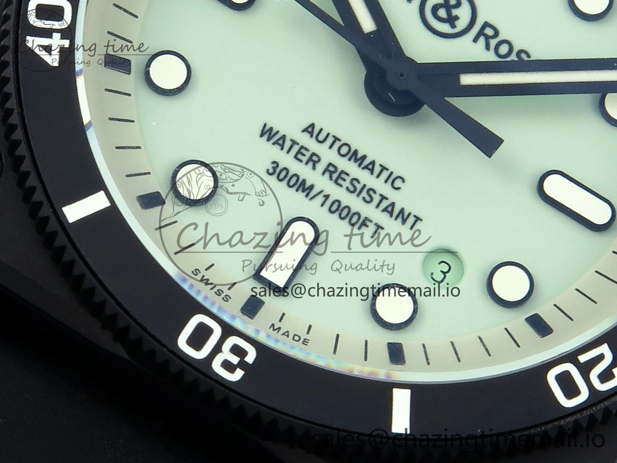 BR03 Full Lume M+F 1:1 Best Edition Green Dial on Black Rubber Strap A2892