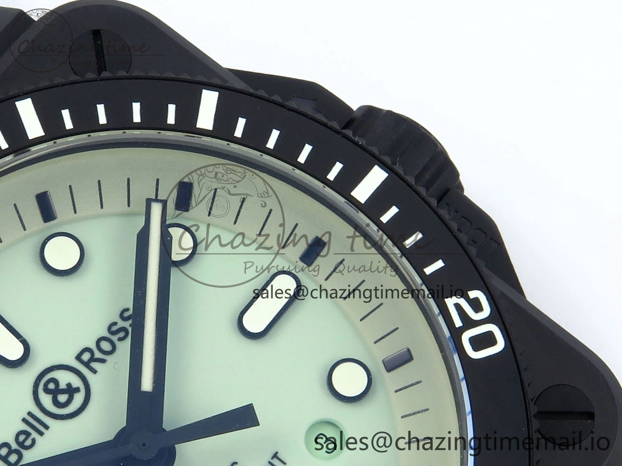 BR03 Full Lume M+F 1:1 Best Edition Green Dial on Black Rubber Strap A2892