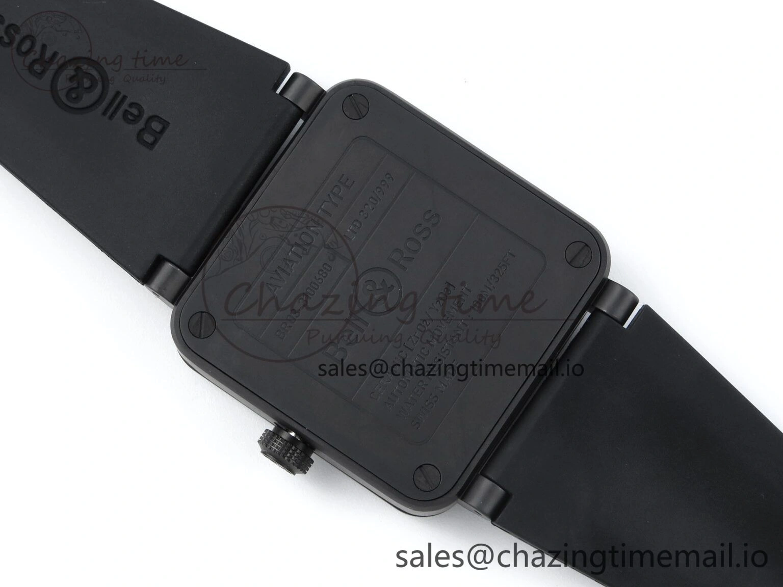 BR03 GyroCompass M+F 1:1 Best Edition Black Dial on Black Rubber Strap A2892