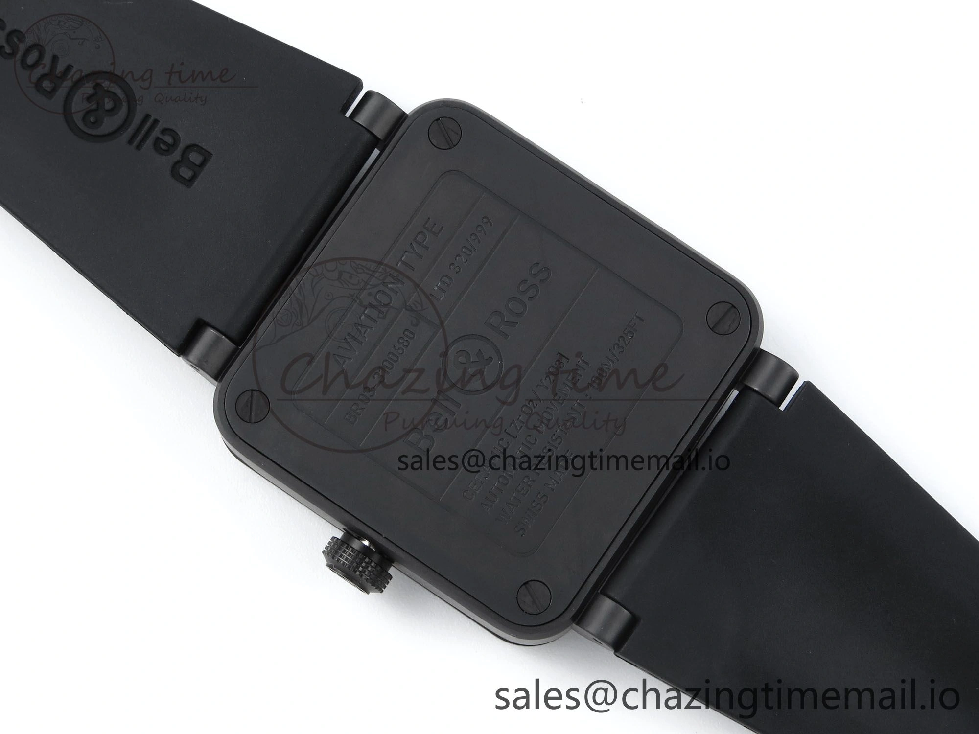BR03 GyroCompass M+F 1:1 Best Edition Black Dial on Black Rubber Strap A2892