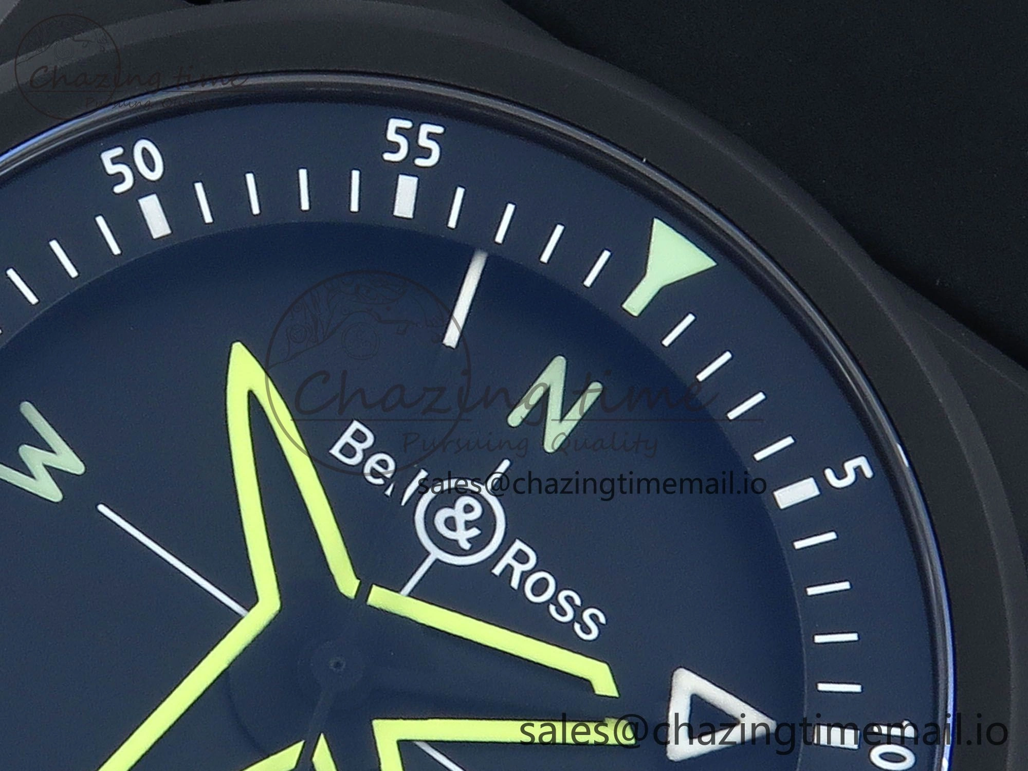 BR03 GyroCompass M+F 1:1 Best Edition Black Dial on Black Rubber Strap A2892