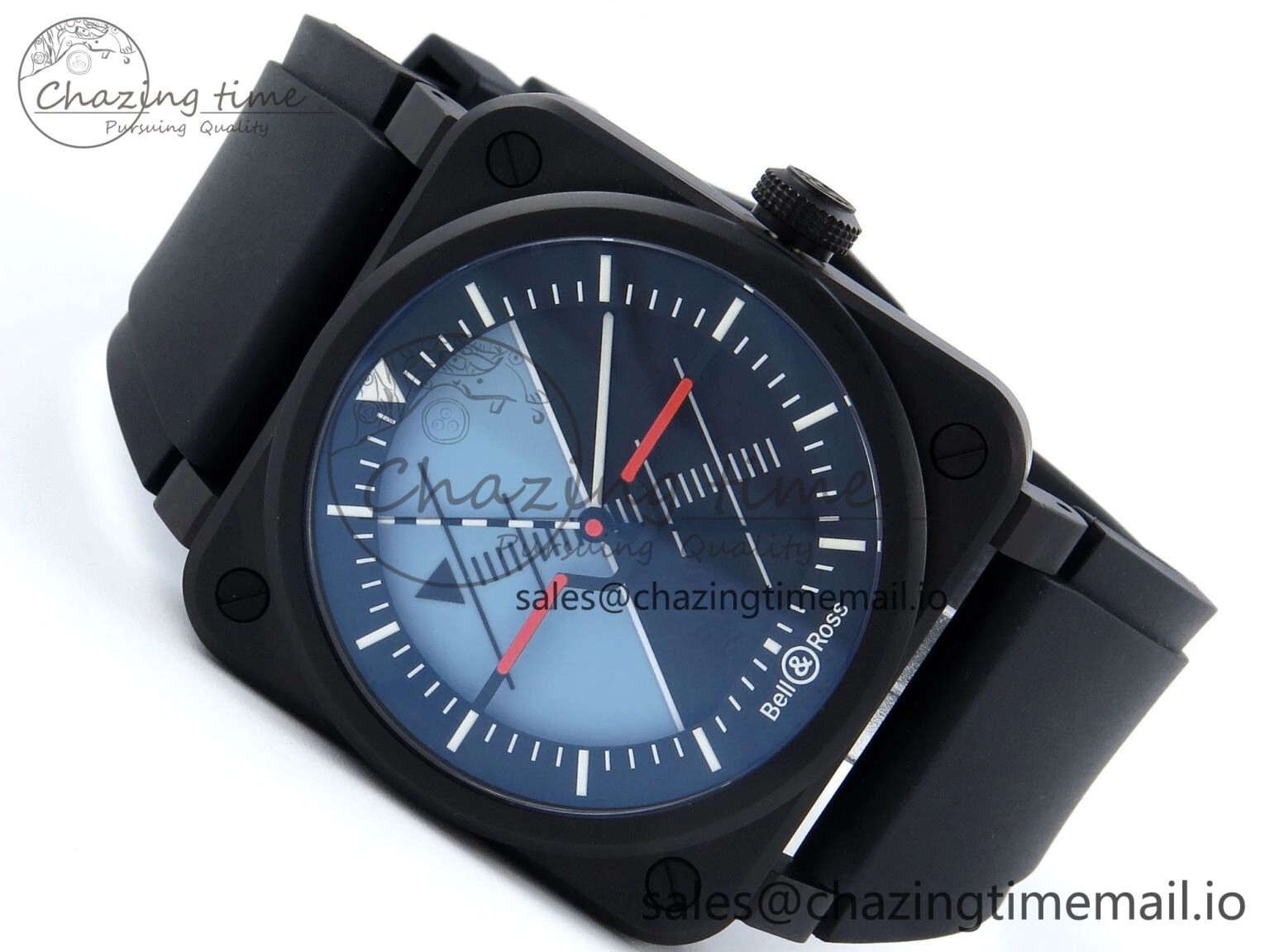 BR03 Horizon M+F 1:1 Best Edition Black Blue Dial on Black Rubber Strap A2892