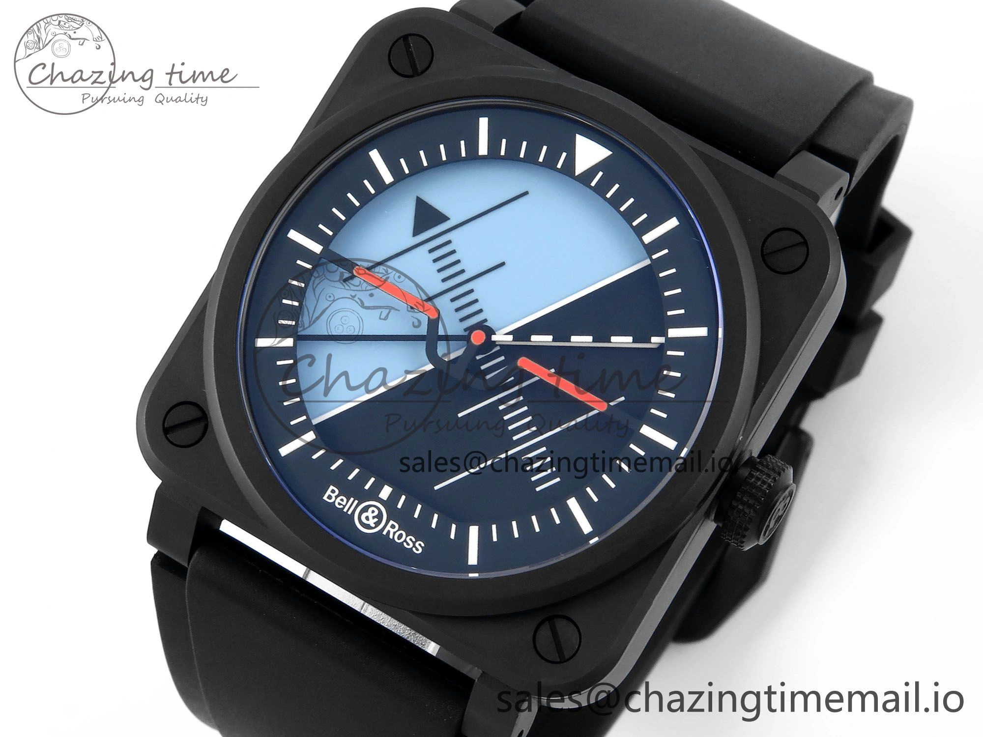 BR03 Horizon M+F 1:1 Best Edition Black Blue Dial on Black Rubber Strap A2892