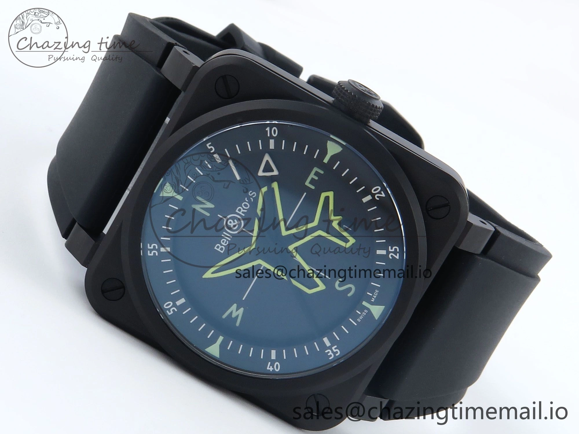 BR03A Instruments BRF 1:1 Best Edition Black Dial on Black Rubber Strap A2824
