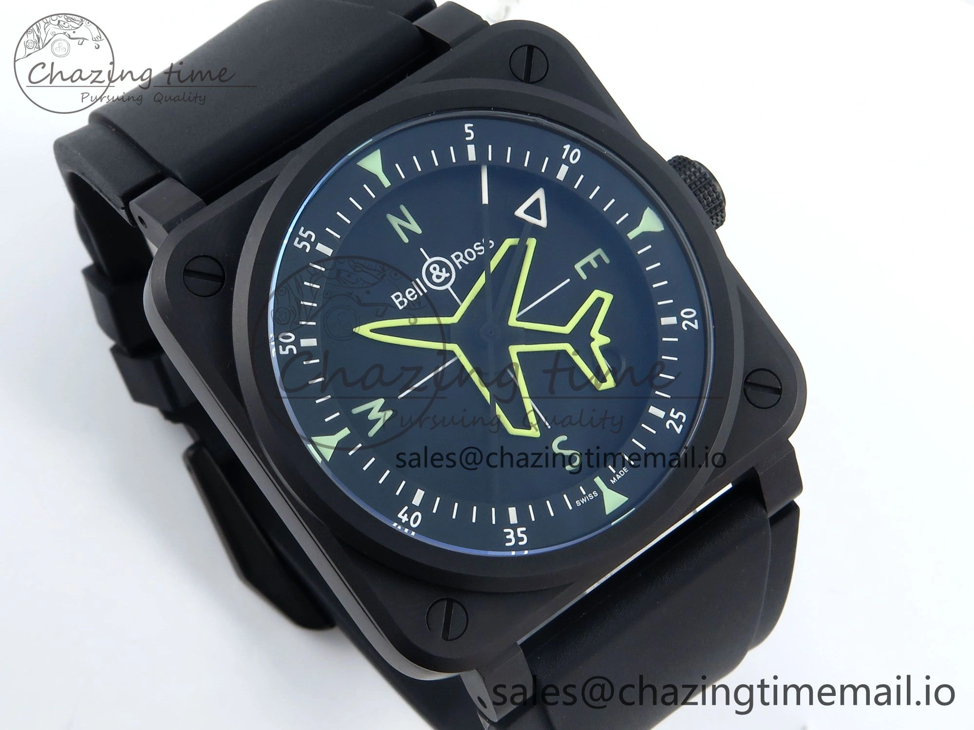 BR03A Instruments BRF 1:1 Best Edition Black Dial on Black Rubber Strap A2824