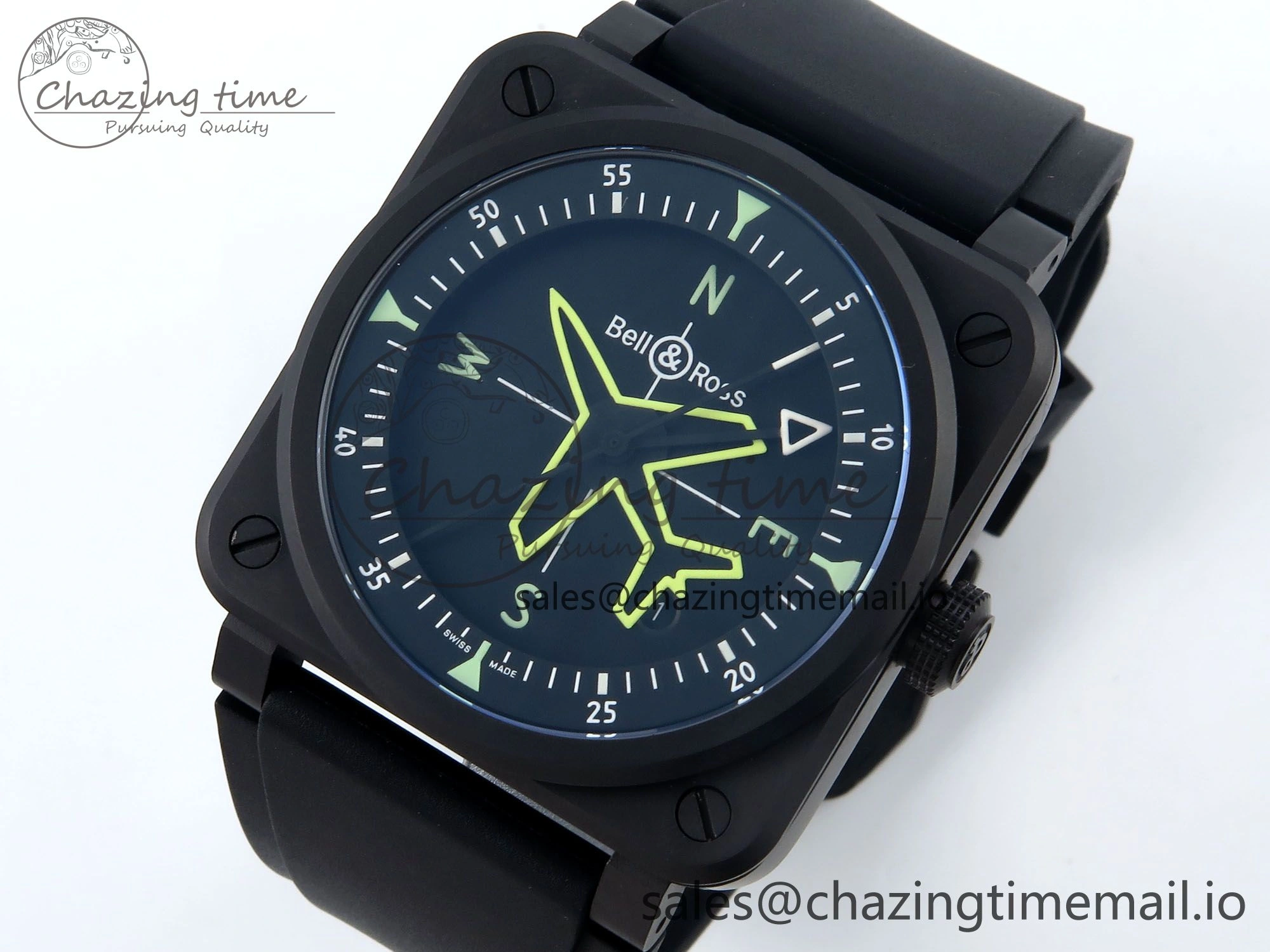 BR03A Instruments BRF 1:1 Best Edition Black Dial on Black Rubber Strap A2824