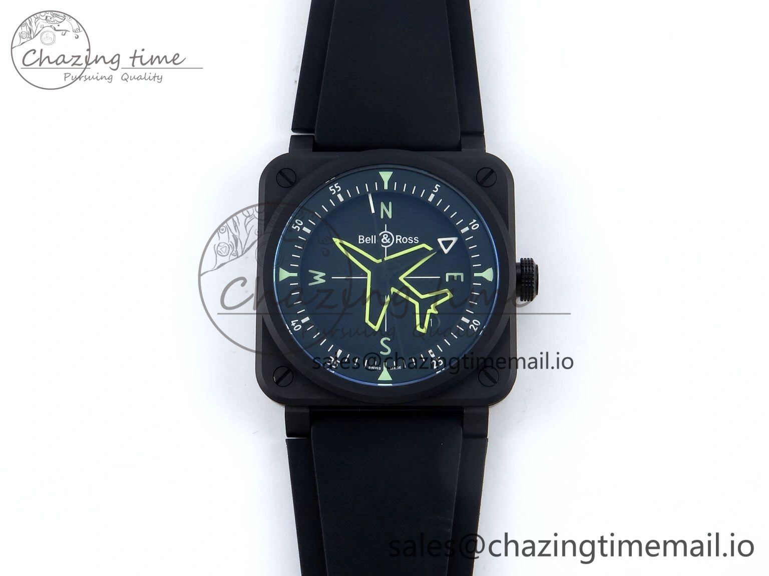 BR03A Instruments BRF 1:1 Best Edition Black Dial on Black Rubber Strap A2824