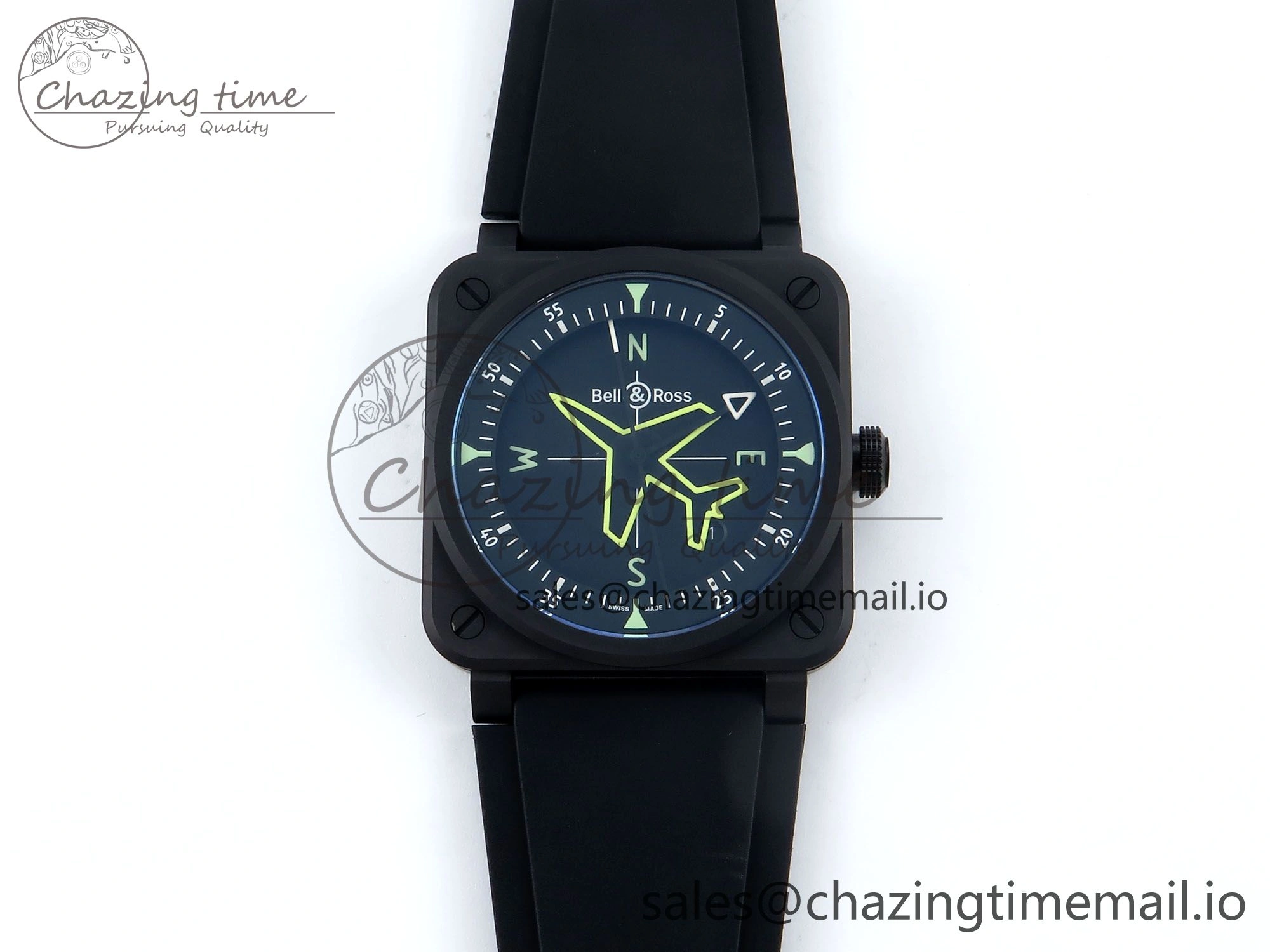 BR03A Instruments BRF 1:1 Best Edition Black Dial on Black Rubber Strap A2824