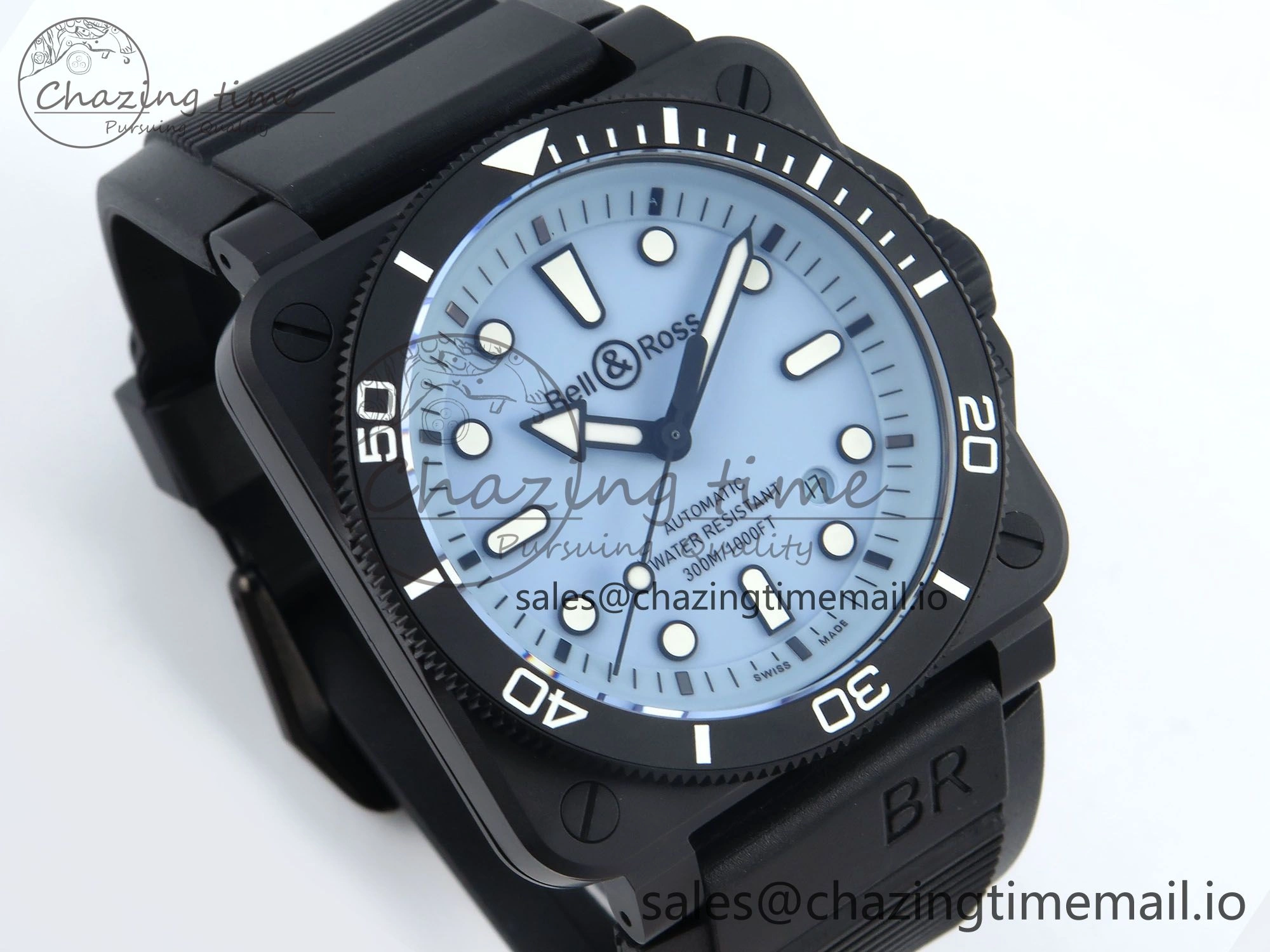 BR03A Instruments BRF 1:1 Best Edition Blue Dial on Black Rubber Strap A2824