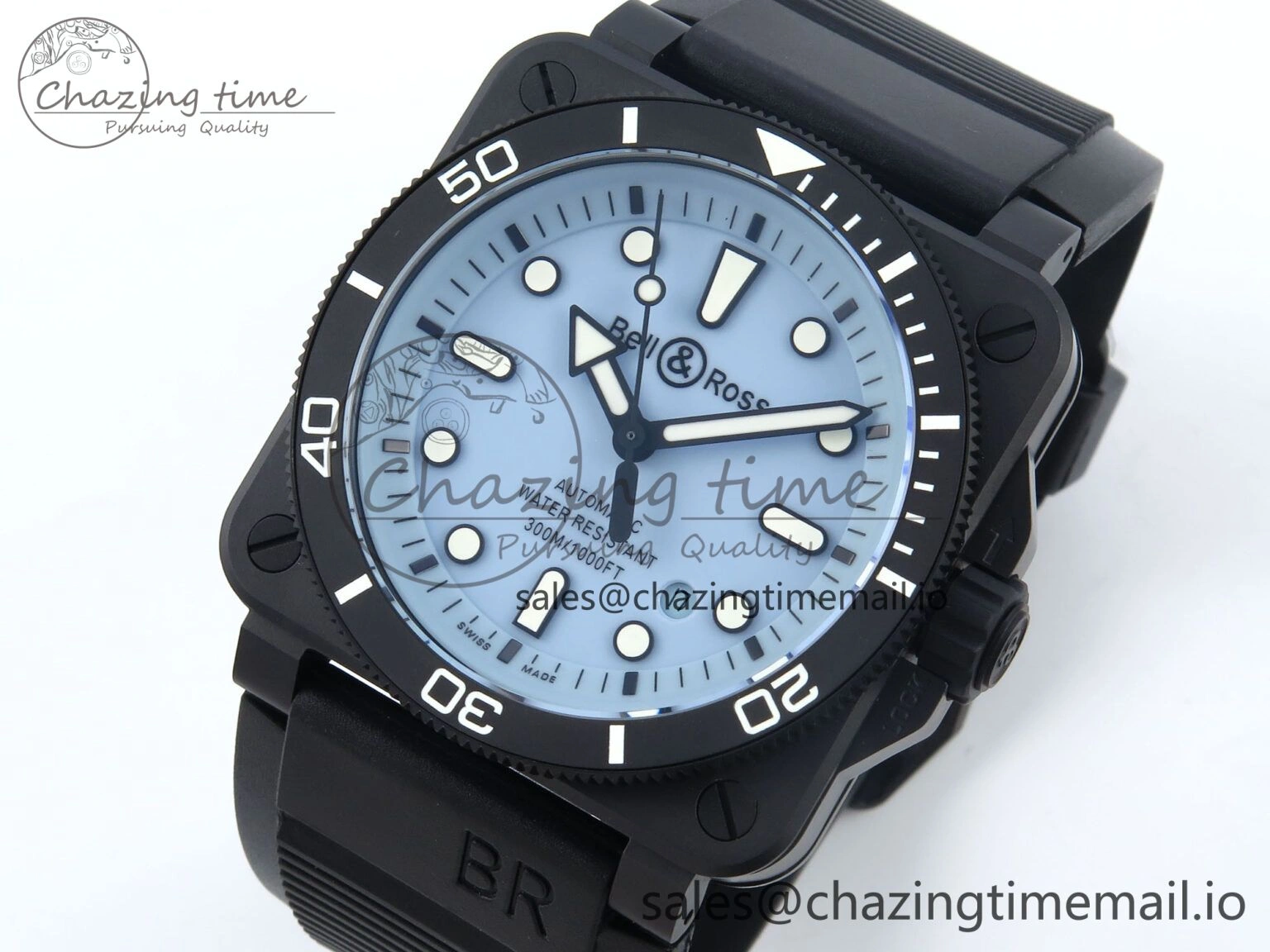 BR03A Instruments BRF 1:1 Best Edition Blue Dial on Black Rubber Strap A2824