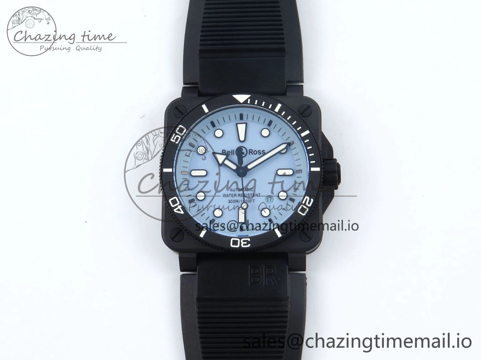 BR03A Instruments BRF 1:1 Best Edition Blue Dial on Black Rubber Strap A2824