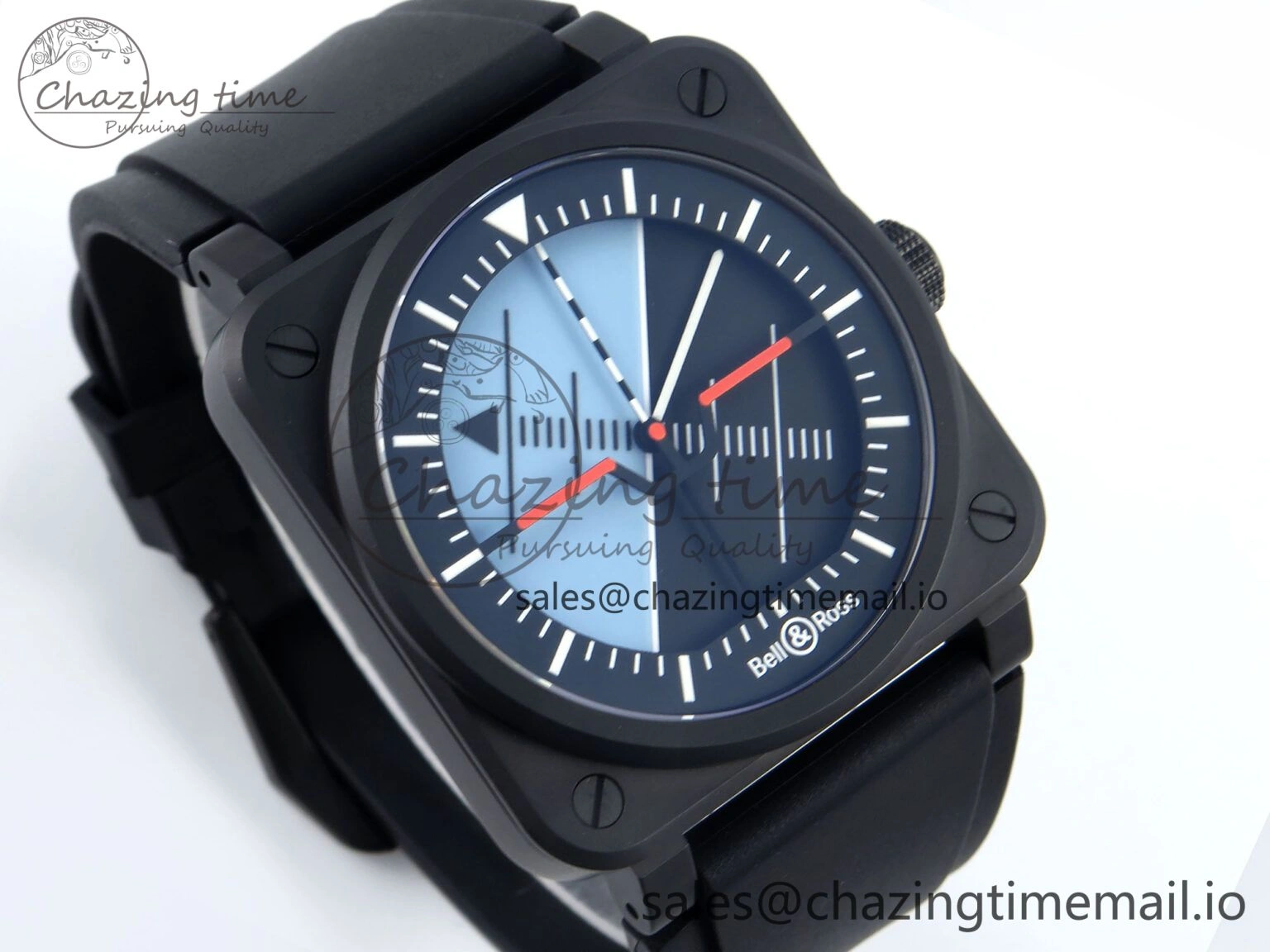 BR03A Instruments BRF 1:1 Best Edition Blue Black Dial on Black Rubber Strap A2824