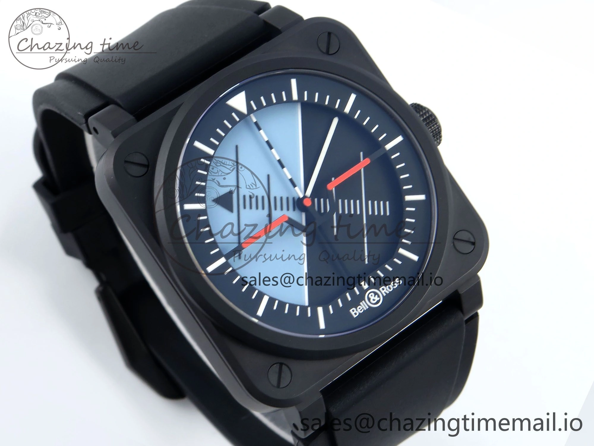 BR03A Instruments BRF 1:1 Best Edition Blue Black Dial on Black Rubber Strap A2824