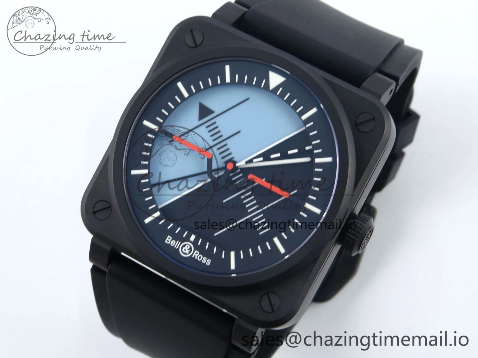 BR03A Instruments BRF 1:1 Best Edition Blue Black Dial on Black Rubber Strap A2824