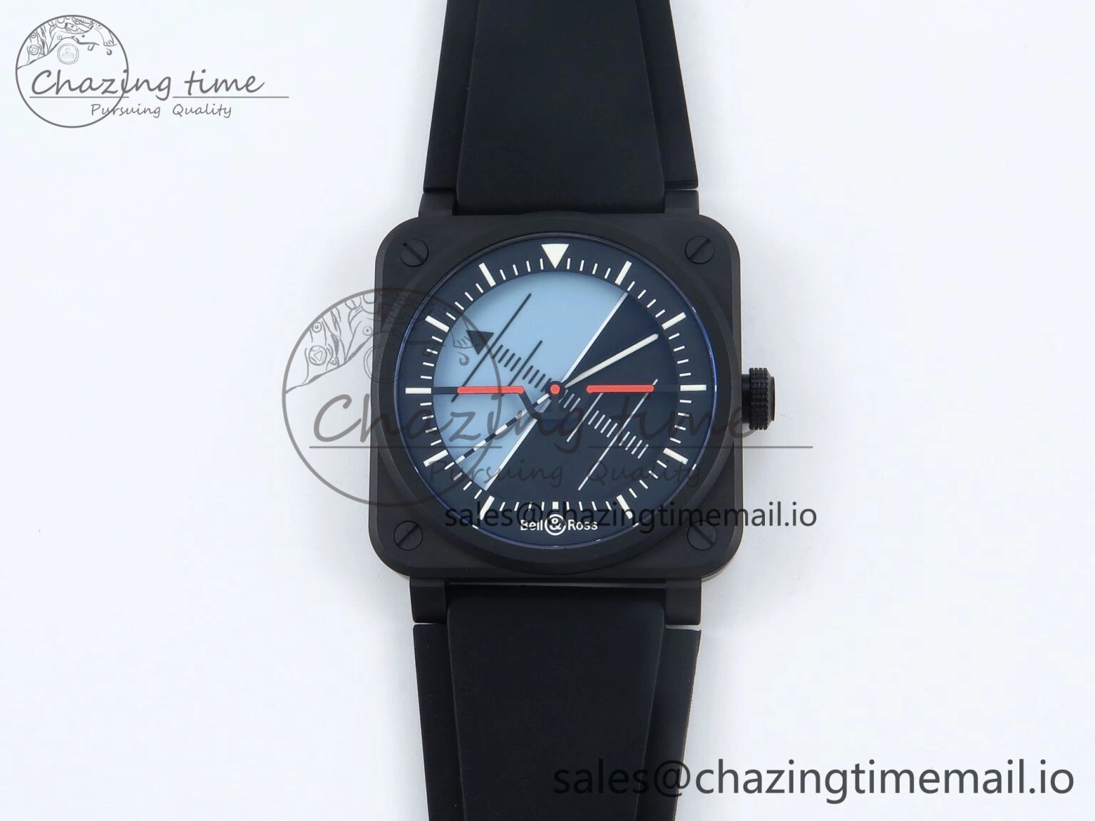 BR03A Instruments BRF 1:1 Best Edition Blue Black Dial on Black Rubber Strap A2824