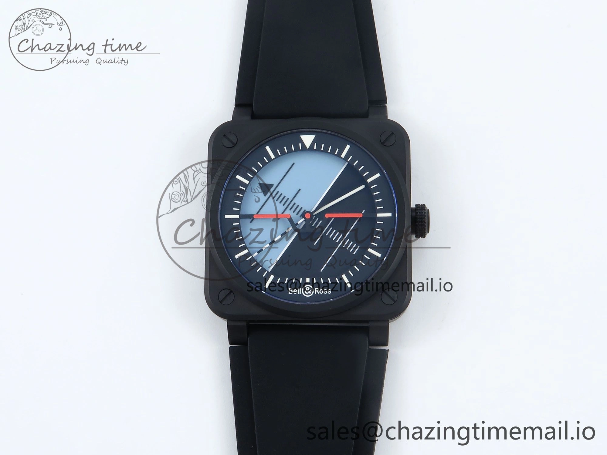 BR03A Instruments BRF 1:1 Best Edition Blue Black Dial on Black Rubber Strap A2824