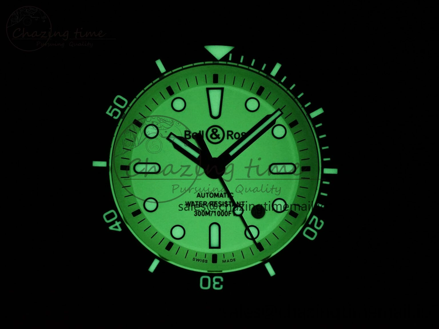 BR03A Instruments BRF 1:1 Best Edition Pale Green Dial on Black Rubber Strap A2824