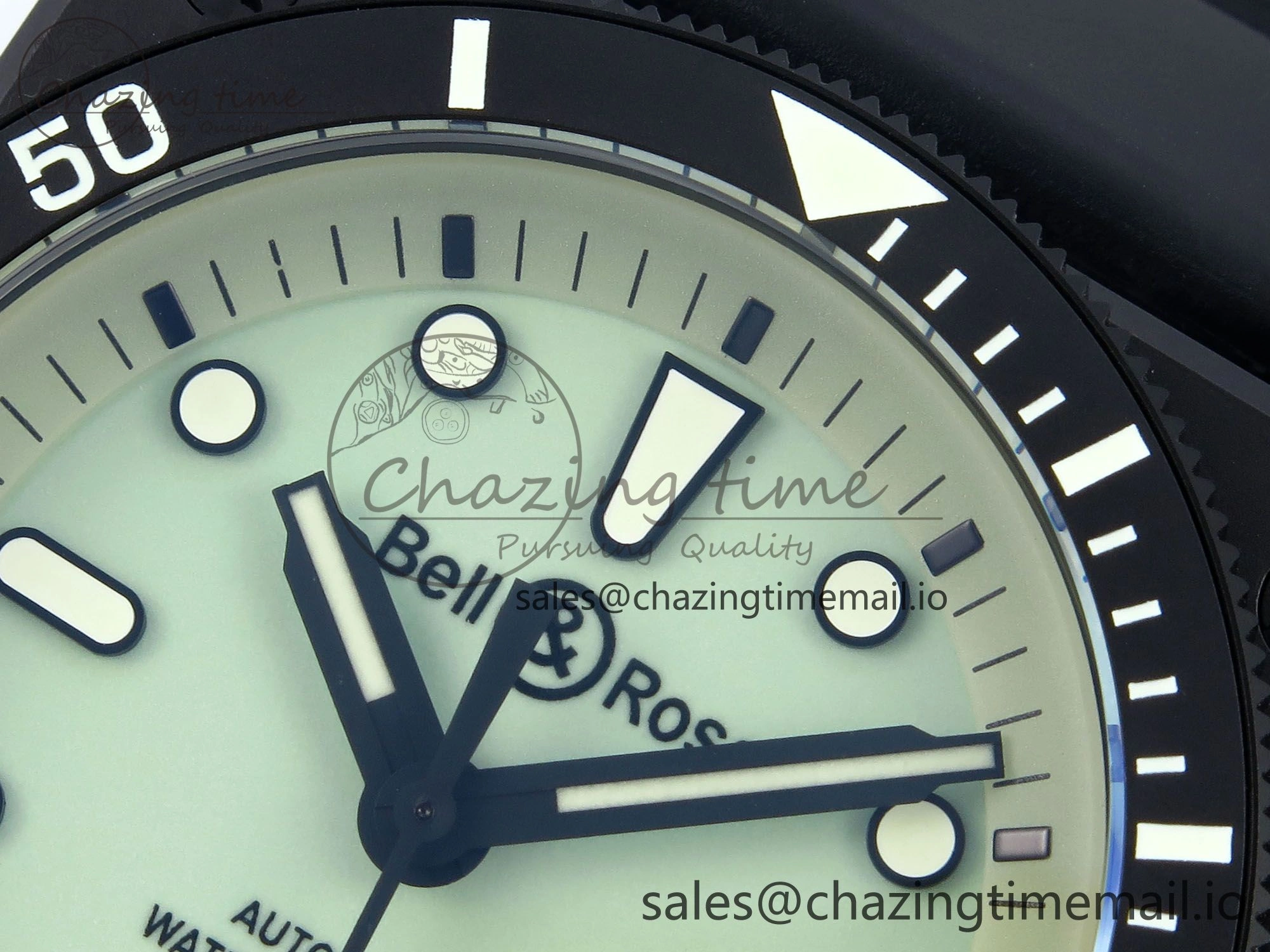 BR03A Instruments BRF 1:1 Best Edition Pale Green Dial on Black Rubber Strap A2824