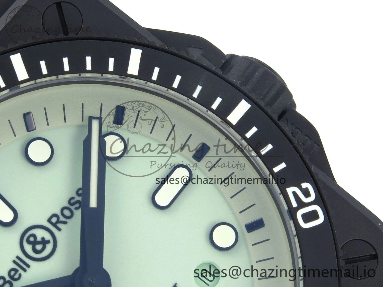 BR03A Instruments BRF 1:1 Best Edition Pale Green Dial on Black Rubber Strap A2824