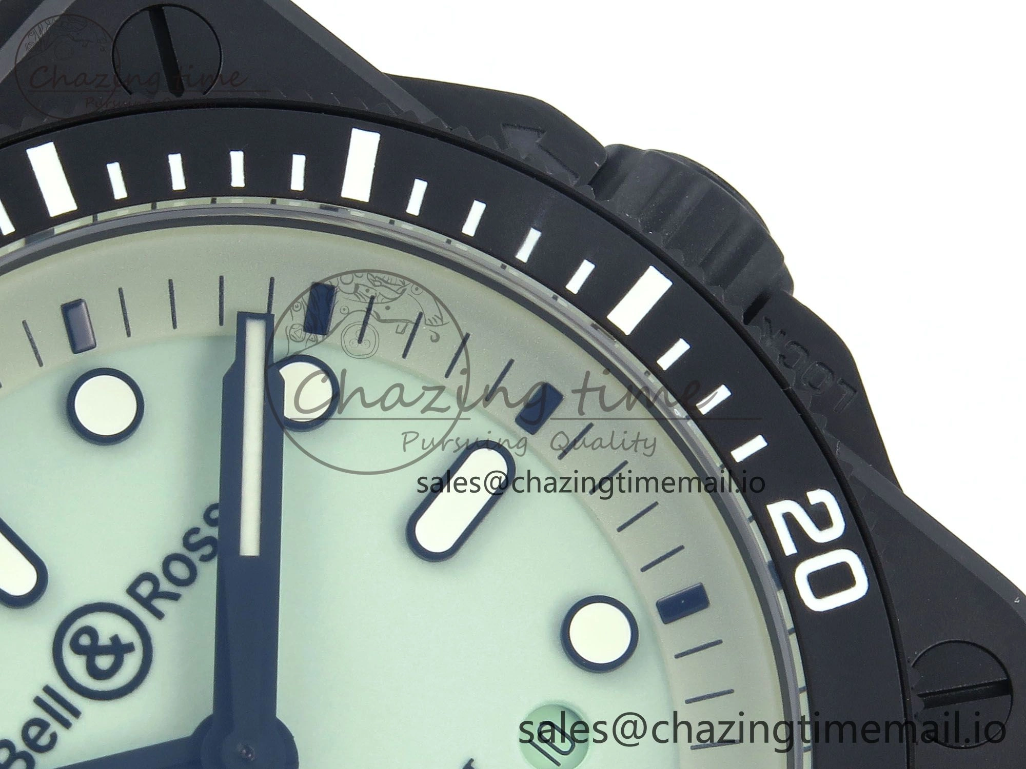BR03A Instruments BRF 1:1 Best Edition Pale Green Dial on Black Rubber Strap A2824