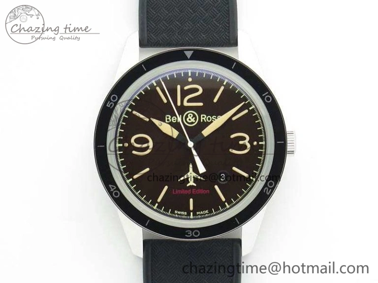 BR123 Vintage 50 Years SS Brown Dial On Black Rubber Strap MIYOTA 9015