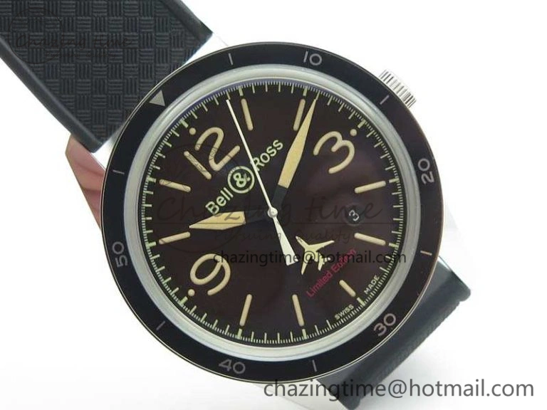 BR123 Vintage 50 Years SS Brown Dial On Black Rubber Strap MIYOTA 9015