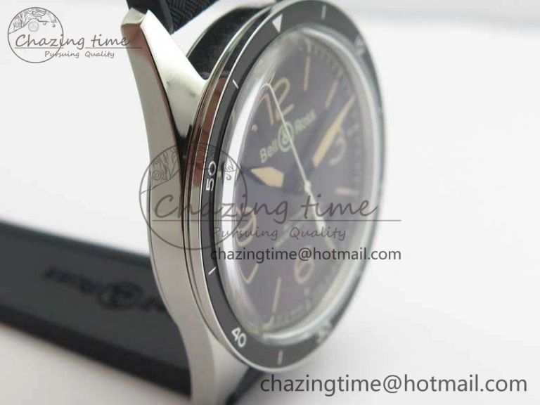 BR123 Vintage SS Brown Dial On Black Rubber Strap MIYOTA 9015