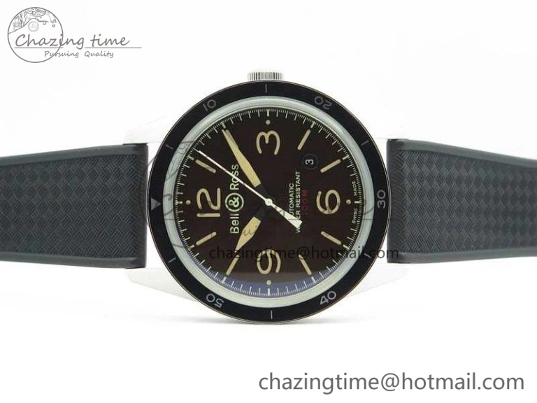 BR123 Vintage SS Brown Dial On Black Rubber Strap MIYOTA 9015